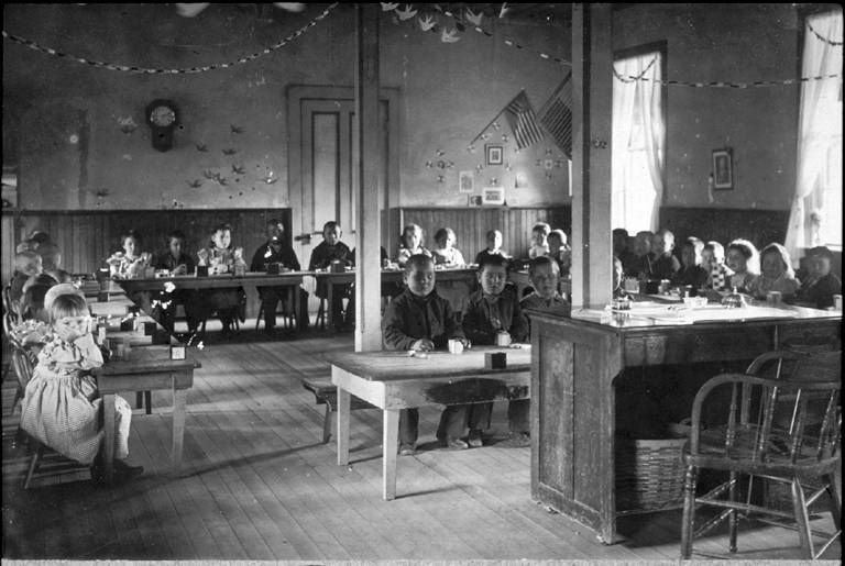 Fort Spokane childrens classroom early 1900's  Estelle Reel