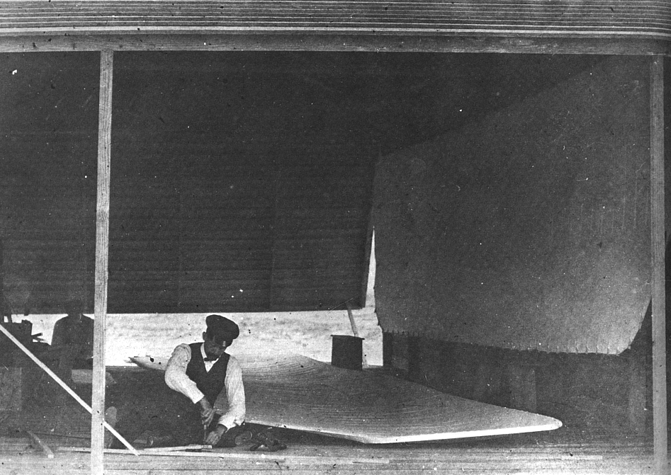 Orville & Wilbur Wright building the 1903 Flyer at Kill Devil Hills