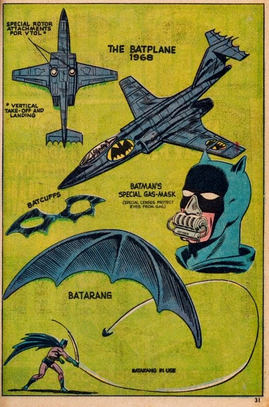The Batplane and Bat gadgets in 1968