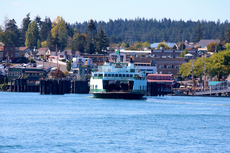 The Washington State Ferry docks in the pleasant town of Friday Harbor on San Juan Island