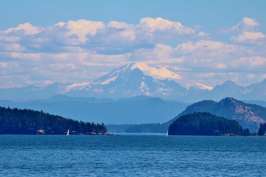 Mt. Baker from the waters of the San Juan Islands Washington USA